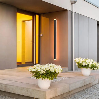Modern Metal Long Strip Outdoor Wall Light Black Large Zawala Image - 4