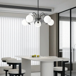 ZOWALA - Modern Living Room 8-Light Black Metal Ball Glass Chandelier Image - 2