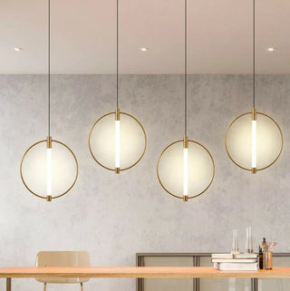 ZOWALA - Modern Bedroom Gold Ring White Acrylic Pendant Light Image - 2