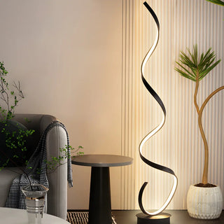 Modern Spiral LED Metal Floor Lamp for Living Room, Black Zawala Image - 2