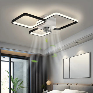 Modern Linear Geometric Frame Ceiling Fan with Lights Zawala Image - 1
