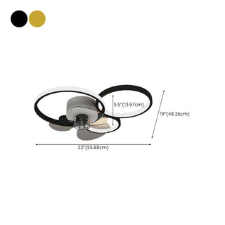 Modern Linear Geometric Frame Ceiling Fan with Lights Zawala #size