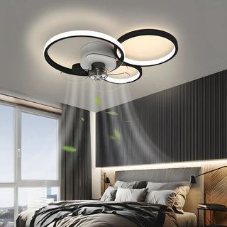 Modern Linear Geometric Frame Ceiling Fan with Lights Zawala Image - 2