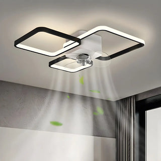 Modern Linear Geometric Frame Ceiling Fan with Lights Zawala Image - 3