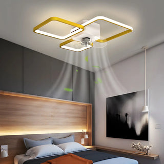 Modern Linear Geometric Frame Ceiling Fan with Lights Zawala Image - 4