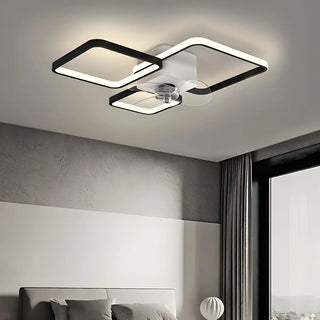 Modern Linear Geometric Frame Ceiling Fan with Lights Zawala Image - 6