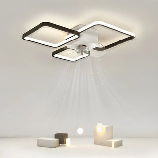 Modern Linear Geometric Frame Ceiling Fan with Lights Zawala Image - 7