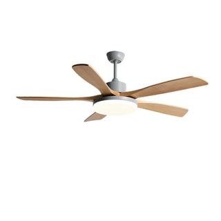 Remote Modern Simple 5 Wood Blades Ceiling Fan Light Zawala Image - 5