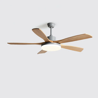 Remote Modern Simple 5 Wood Blades Ceiling Fan Light Zawala Image - 6