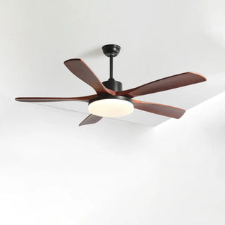 Remote Modern Simple 5 Wood Blades Ceiling Fan Light Zawala Image - 8