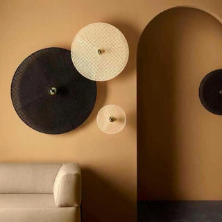 Coastal Circle Rattan Living Room Yellow Wall Sconce Zawala Image - 3