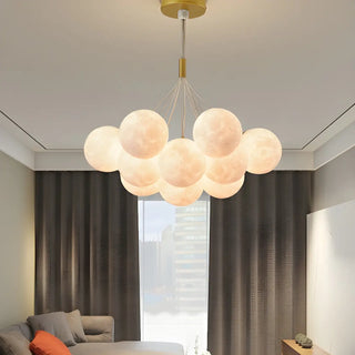 Cluster Moon Acrylic Gold Living Room Bubble Chandelier Image - 1