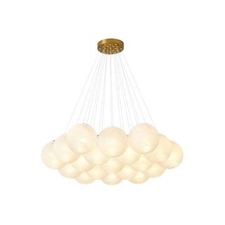 Bedroom White Glass Adjustable Height Bubble Chandelier Image - 5