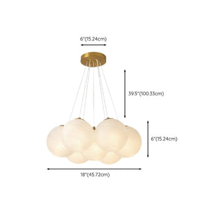 Bedroom White Glass Adjustable Height Bubble Chandelier #size