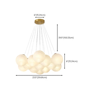 Bedroom White Glass Adjustable Height Bubble Chandelier Image - 8