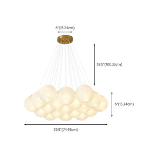 Bedroom White Glass Adjustable Height Bubble Chandelier Image - 9