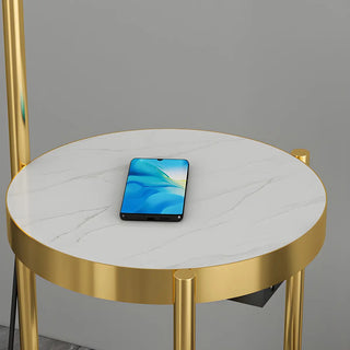 Modern Cone and Gold Floor Lamp with Storage Shelf Zawala Image - 11