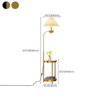 Modern Cone and Gold Floor Lamp with Storage Shelf Zawala #size
