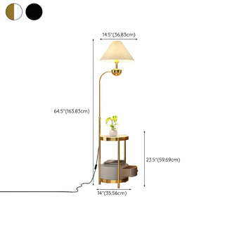 Modern Cone and Gold Floor Lamp with Storage Shelf Zawala Image - 17
