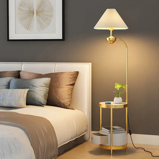 Modern Cone and Gold Floor Lamp with Storage Shelf Zawala Image - 2