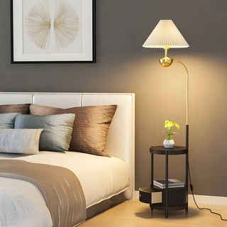 Modern Cone and Gold Floor Lamp with Storage Shelf Zawala Image - 3