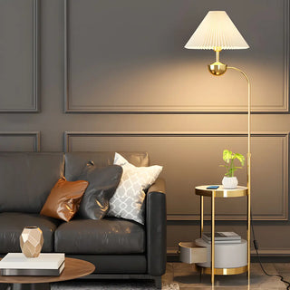 Modern Cone and Gold Floor Lamp with Storage Shelf Zawala Image - 4
