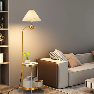 Modern Cone and Gold Floor Lamp with Storage Shelf Zawala Image - 5