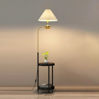 Modern Cone and Gold Floor Lamp with Storage Shelf Zawala Image - 7