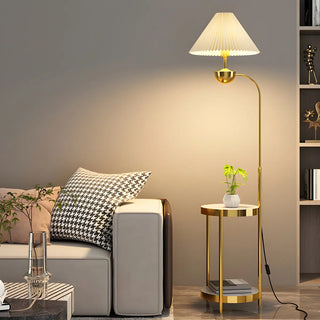 Modern Cone and Gold Floor Lamp with Storage Shelf Zawala Image - 8
