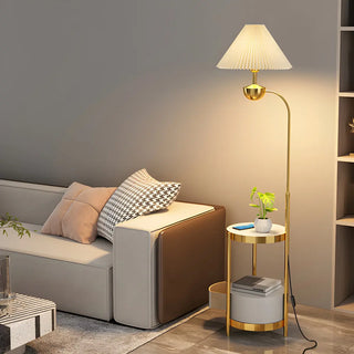 Modern Cone and Gold Floor Lamp with Storage Shelf Zawala Image - 9