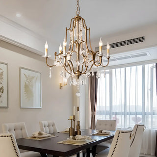 ZOWALA - Crystal Gold Metal Candelabra Chain Foyer Chandelier Image - 1