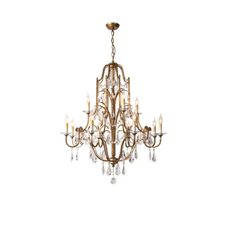 ZOWALA - Crystal Gold Metal Candelabra Chain Foyer Chandelier Image - 11