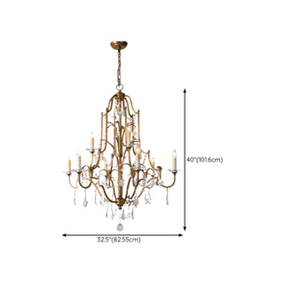 ZOWALA - Crystal Gold Metal Candelabra Chain Foyer Chandelier Image - 14