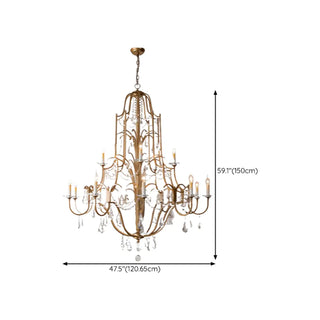 ZOWALA - Crystal Gold Metal Candelabra Chain Foyer Chandelier Image - 15