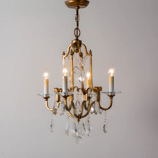 ZOWALA - Crystal Gold Metal Candelabra Chain Foyer Chandelier Image - 5