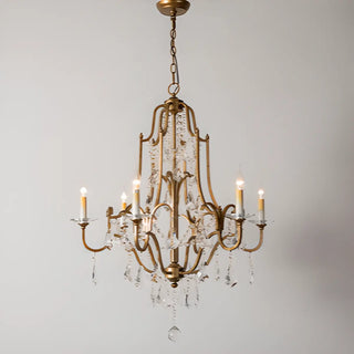 ZOWALA - Crystal Gold Metal Candelabra Chain Foyer Chandelier Image - 6
