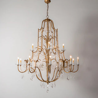 ZOWALA - Crystal Gold Metal Candelabra Chain Foyer Chandelier Image - 9