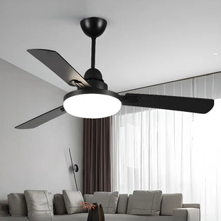 Black 3-Blades Ceiling Fan with LED Light and Remote Zawala Image - 1