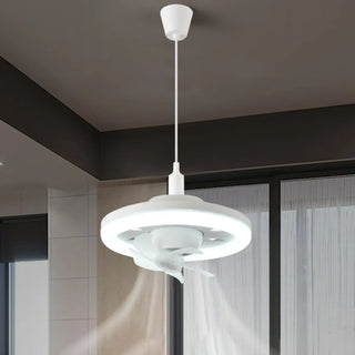 Remote Simple Modern White Round Pendant Fan with Light Zawala Image - 1