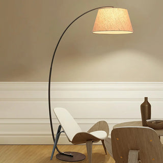 Modern Fabric Barrel Arched Standing Floor Lamp Zawala Image - 1