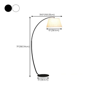 Modern Fabric Barrel Arched Standing Floor Lamp Zawala #size
