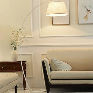 Modern Fabric Barrel Arched Standing Floor Lamp Zawala Image - 2