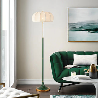 Modern Fabric White Dome and Green Pole Floor Lamp Zawala Image - 1