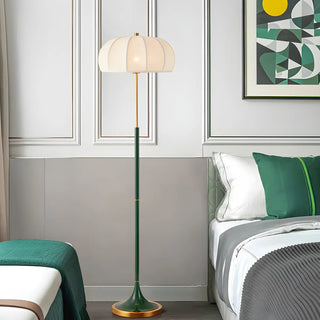 Modern Fabric White Dome and Green Pole Floor Lamp Zawala Image - 2