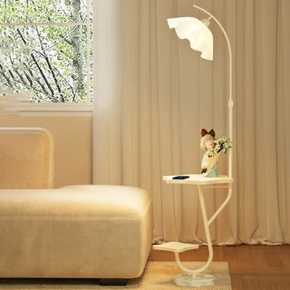 Modern Floral Adjustable Floor Lamp with Shelves Zawala Image - 1