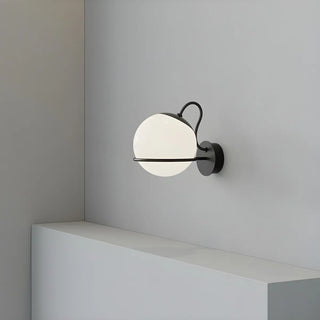 Black Modern Globe Glass and Metal LED Vanity Light Zawala Image - 2