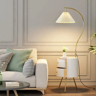 ZOWALA - Modern Adjustable Pleated Floor Lamp with Storage Image - 1