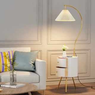 ZOWALA - Modern Adjustable Pleated Floor Lamp with Storage Image - 2