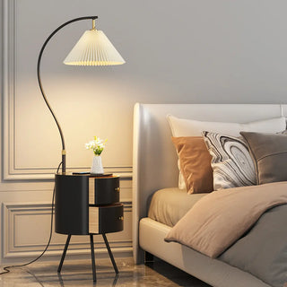 ZOWALA - Modern Adjustable Pleated Floor Lamp with Storage Image - 4