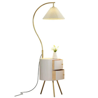 ZOWALA - Modern Adjustable Pleated Floor Lamp with Storage Image - 8